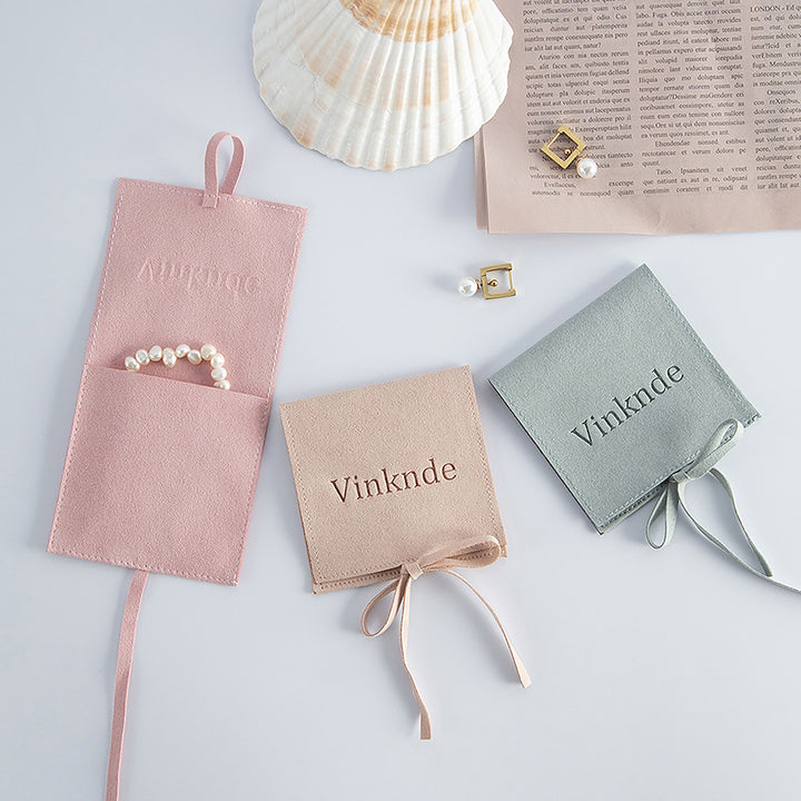 Custom Jewelry Packaging Microfiber Pouch Bulk Envelope Luxury Bags With Flap Microfiber Bracelet Earrings Ring Pouch Embossing Logo Gift Bags
