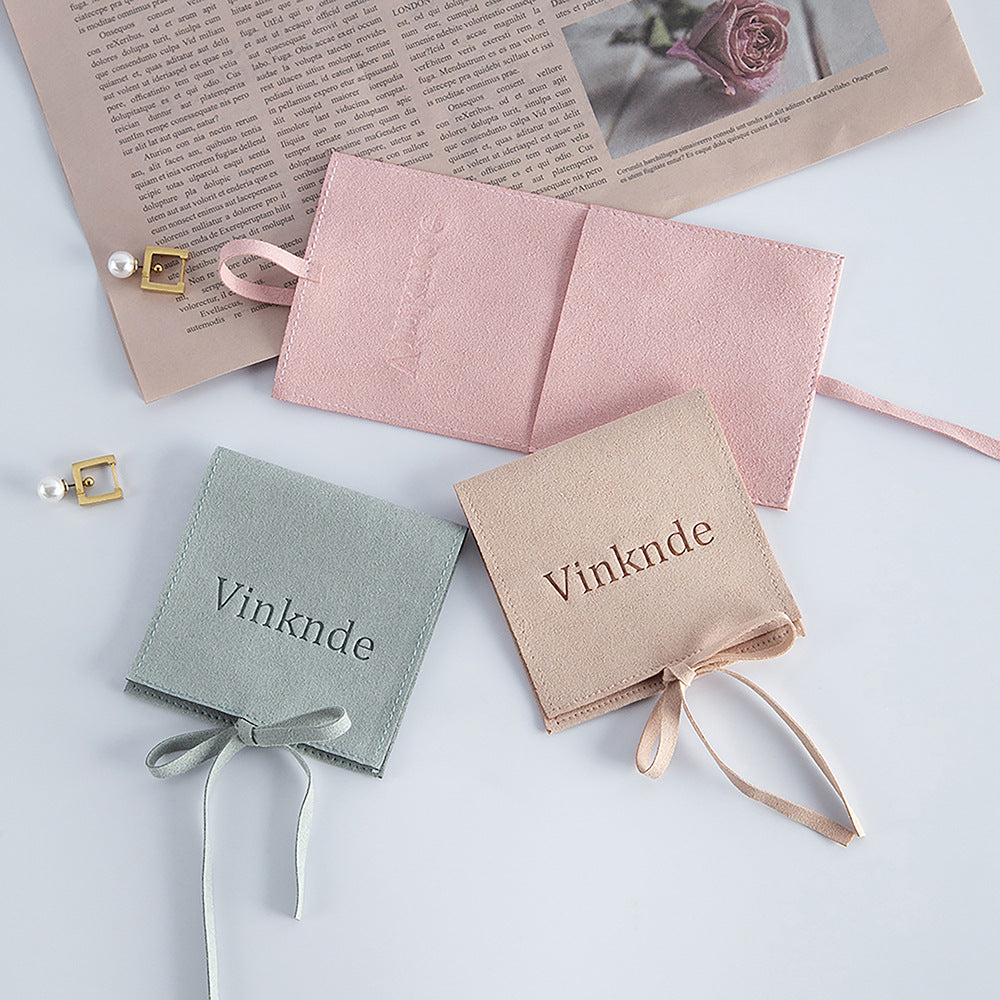 Custom Jewelry Packaging Microfiber Pouch Bulk Envelope Luxury Bags With Flap Microfiber Bracelet Earrings Ring Pouch Embossing Logo Gift Bags