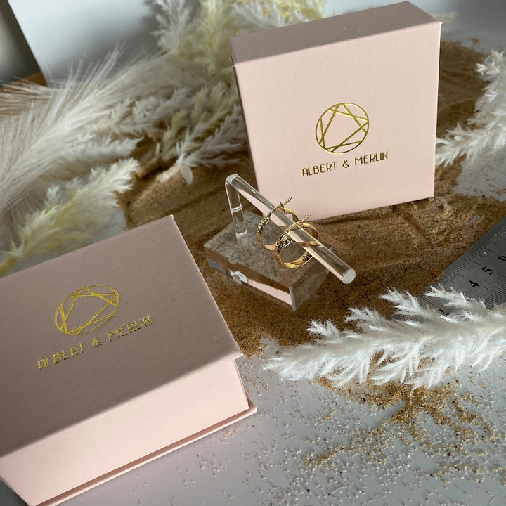 Custom Logo Flip Top Magnetic Jewelry Packaging Set(MOQ 100sets) - Box with Microfiber Pouch for Necklaces, Earrings, Rings, Bracelets, and Small Jewelry Items