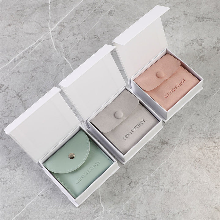 Custom Logo Flip Top Magnetic Jewelry Packaging Set(MOQ 100sets) - Box with Microfiber Pouch for Necklaces, Earrings, Rings, Bracelets, and Small Jewelry Items