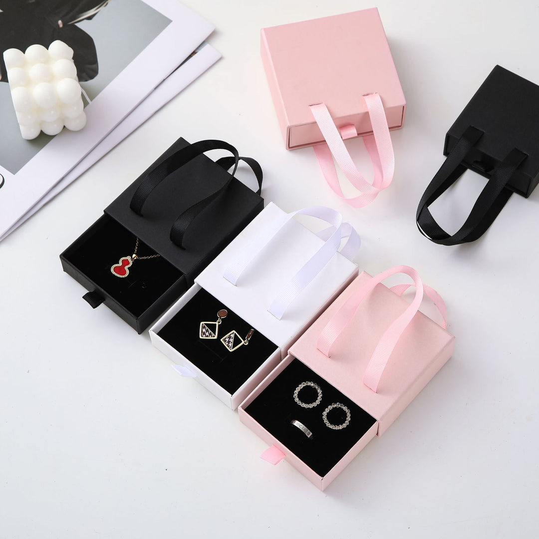 100Pcs Custom Sliding Paper Drawer Jewelry Box Packaging with Logo Printed – Gift Packaging for Necklaces, Earrings, Bracelets & Rings, 3.54×3.54 Inches / 9×9cm