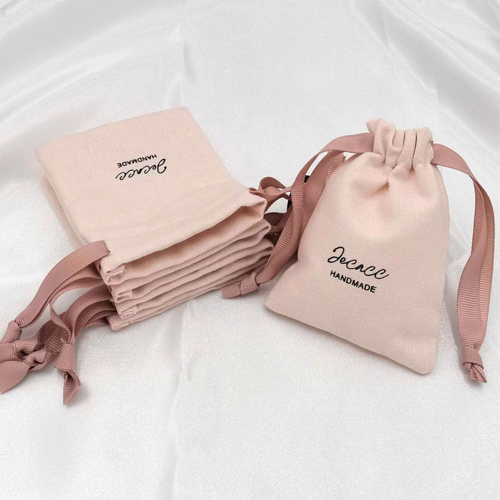 100pcs Custom Cotton Drawstring Pouch with Logo and Size – Personalized Bags for Jewelry, Gifts, Favors, Accessories, Retail Packaging