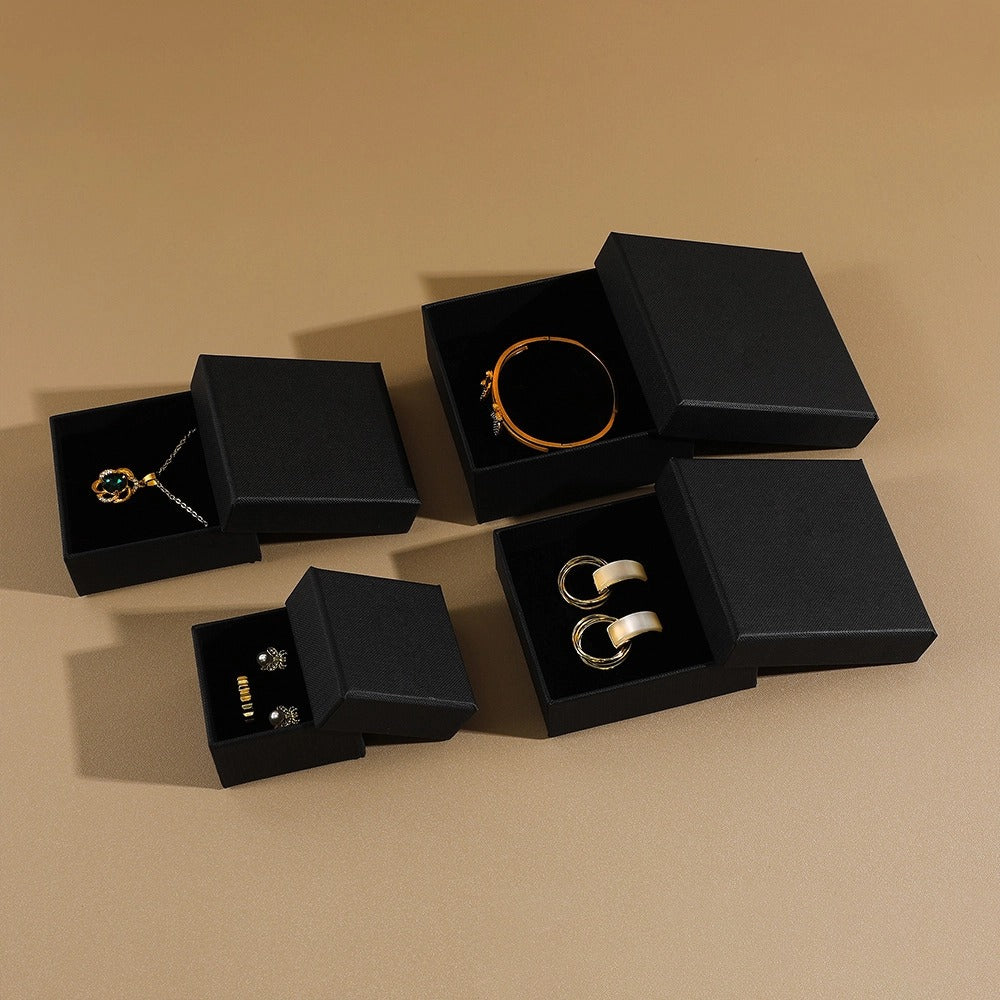 100Pcs Wholesale Custom Double Shoulder Lid and Base Rigid Paper Boxes – Premium Logo Printed Jewelry Packaging for Rings, Earrings, Necklaces & Bracelets, Multi-Size Luxury Gift Boxes