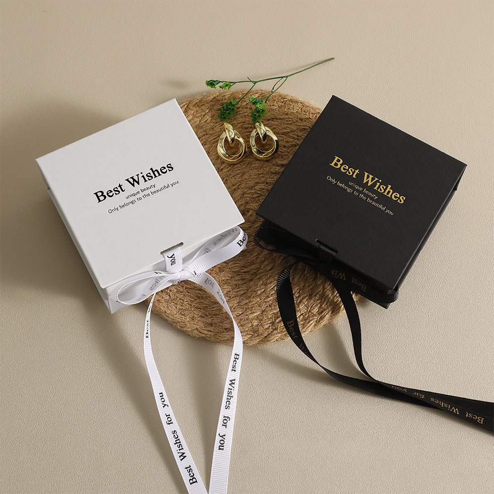 100Pcs Wholesale Custom Paper Flip Lid Boxes with Ribbon – Multiple Sizes, Custom Dimensions, Logo Printed, Perfect for Jewelry, Gifts, Party Favors & Retail Packaging