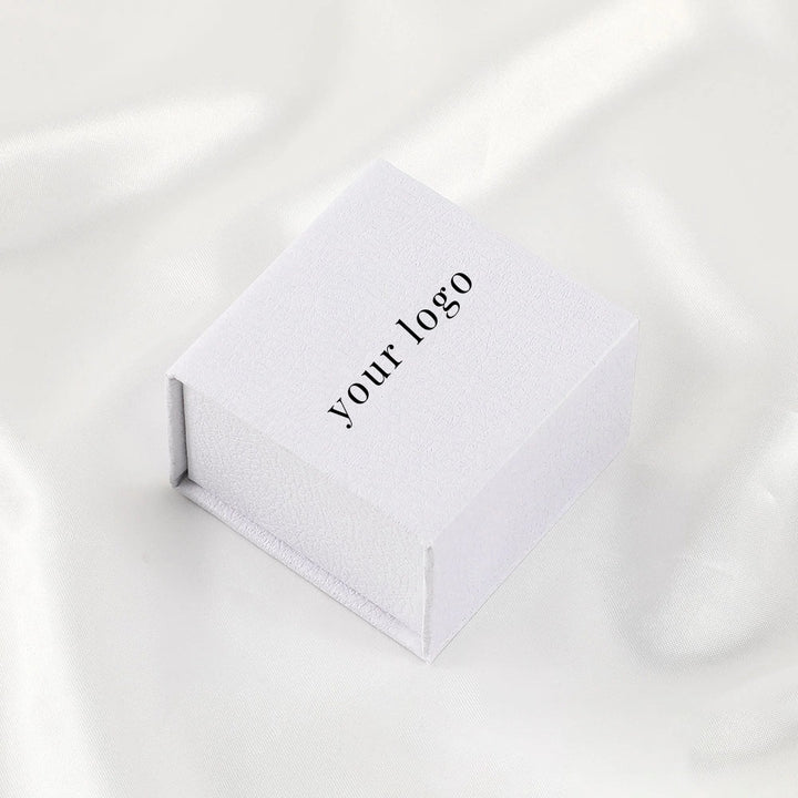 100Pcs Custom Logo Paper Flip Lid Jewelry Ring Boxes Wholesale – Small Magnetic Gift Packaging for Engagement Rings, Wedding Bands & Proposal