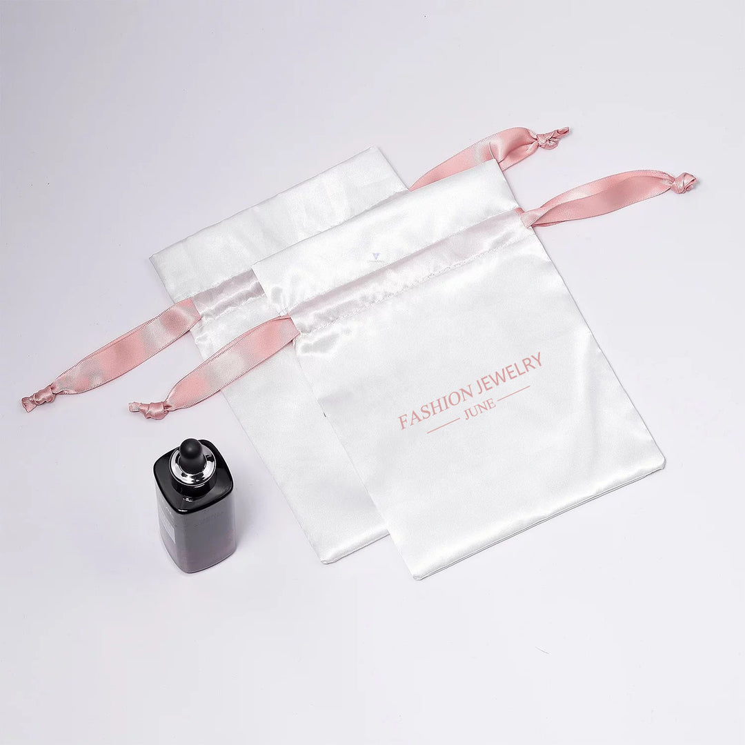 100pcs Premium Large Silk Satin Drawstring Pouches – Customizable Logo,  Ideal for Jewelry, Gifts, Cosmetics, Accessories, Wedding & Boutique Packaging