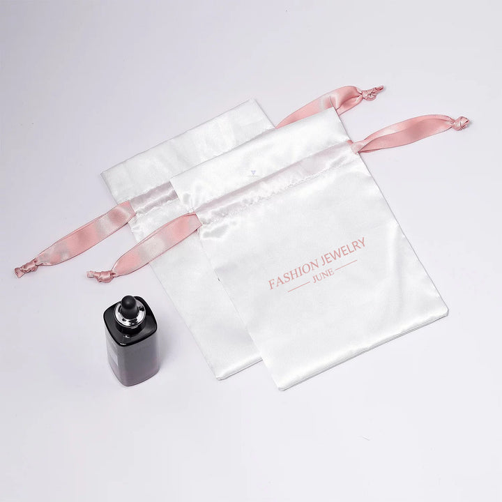 100pcs Premium Large Silk Satin Drawstring Pouches – Customizable Logo,  Ideal for Jewelry, Gifts, Cosmetics, Accessories, Wedding & Boutique Packaging