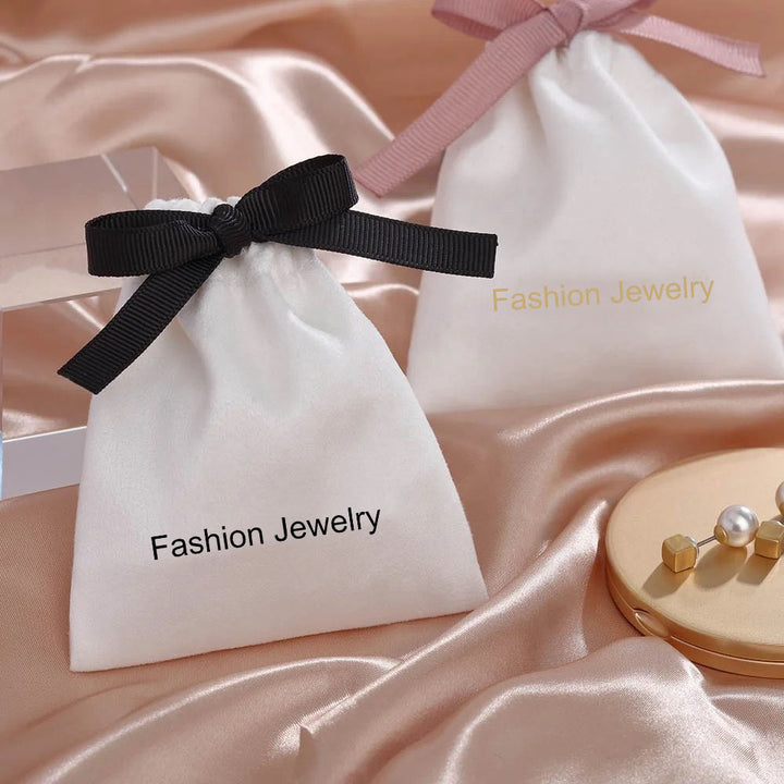 100pcs Custom Velvet Drawstring Pouches with Butterfly Knot Closure – Jewelry, Gifts, Cosmetics & Accessories Packaging