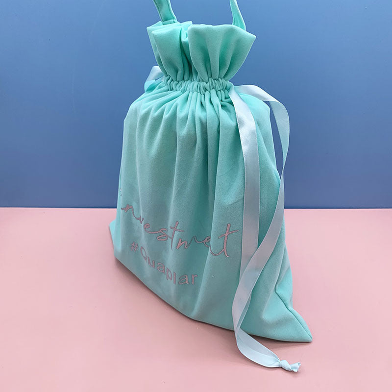 100pcs Custom Velvet Drawstring Pouches with Handle – Jewelry, Gifts, Cosmetics & Accessories Packaging