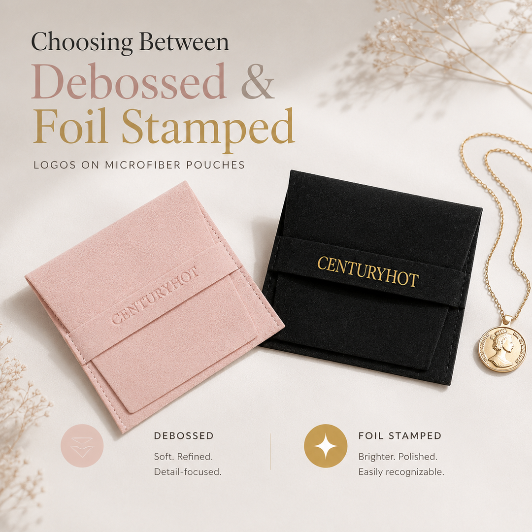 Choosing Between Debossed & Foil Stamped Logos on Microfiber Pouches
