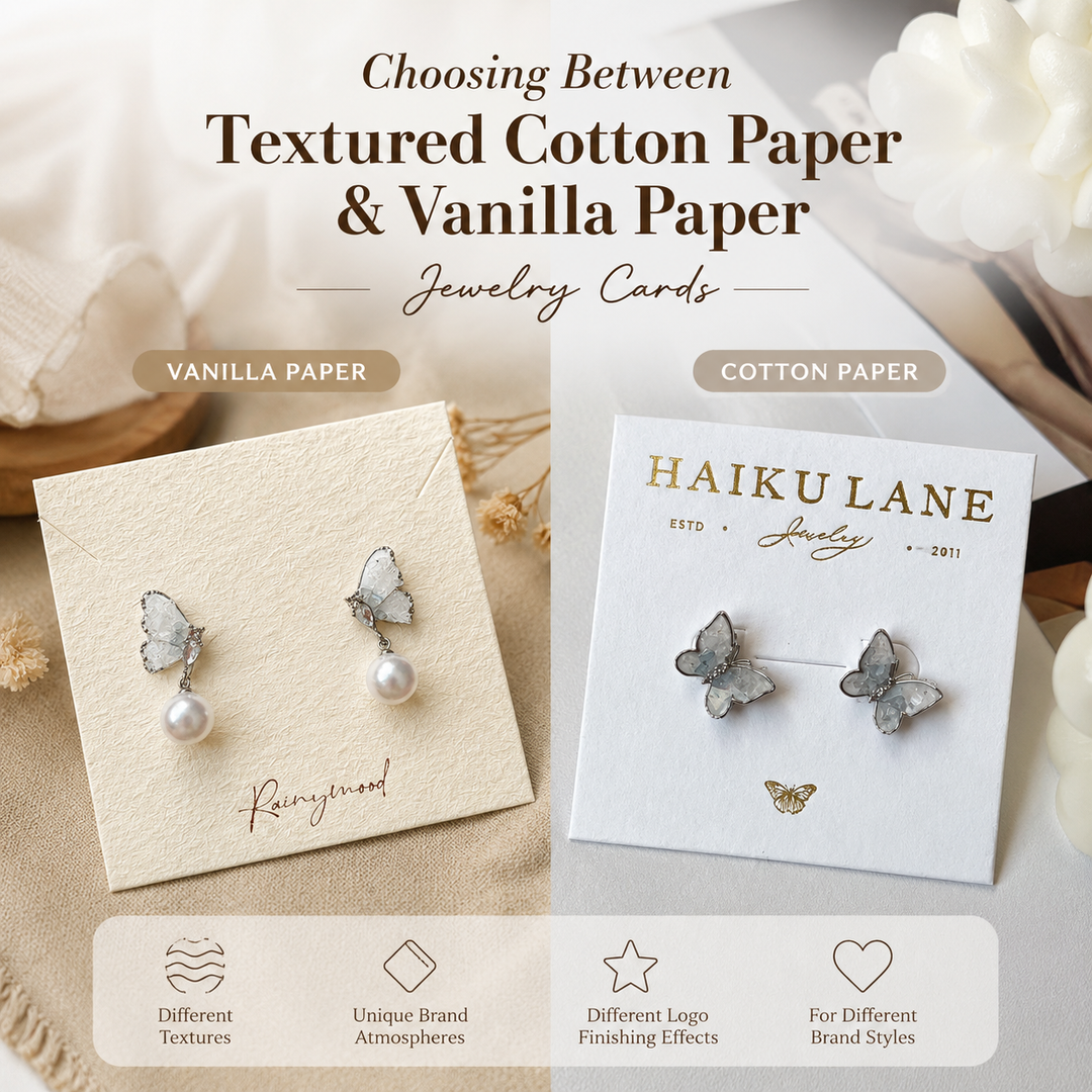 Choosing Between Textured Cotton Paper & Vanilla Paper Jewelry Cards