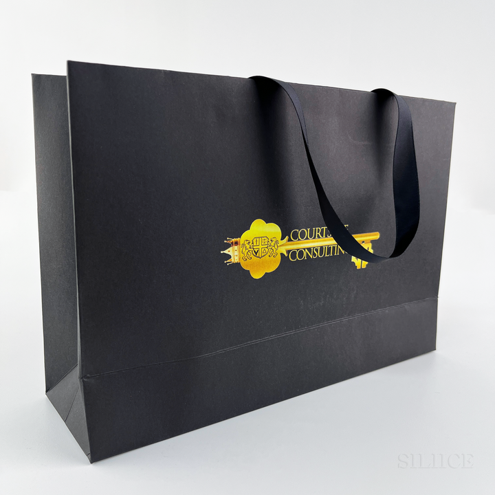 500pcs Custom Logo Horizontal Paper Bags with Handles – Heat Transfer Printed Brand Packaging, Wholesale