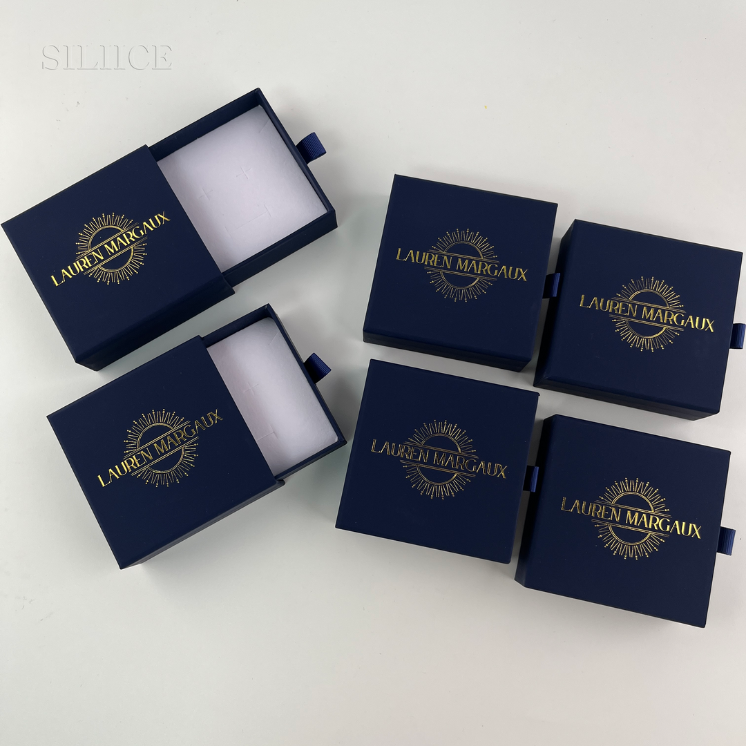 100pcs Custom Sliding Paper Drawer Jewelry Boxes – Gift Boxes with Custom Logo for Necklaces, Earrings, Bracelets & Rings, 3.54×3.54 in / 9×9 cm