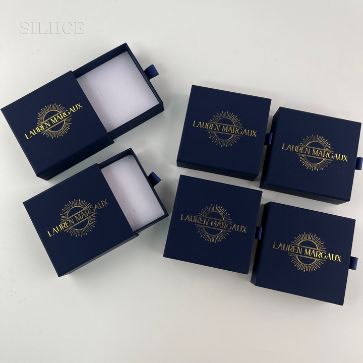 100pcs Custom Sliding Paper Drawer Jewelry Boxes – Gift Boxes with Custom Logo for Necklaces, Earrings, Bracelets & Rings, 3.54×3.54 in / 9×9 cm