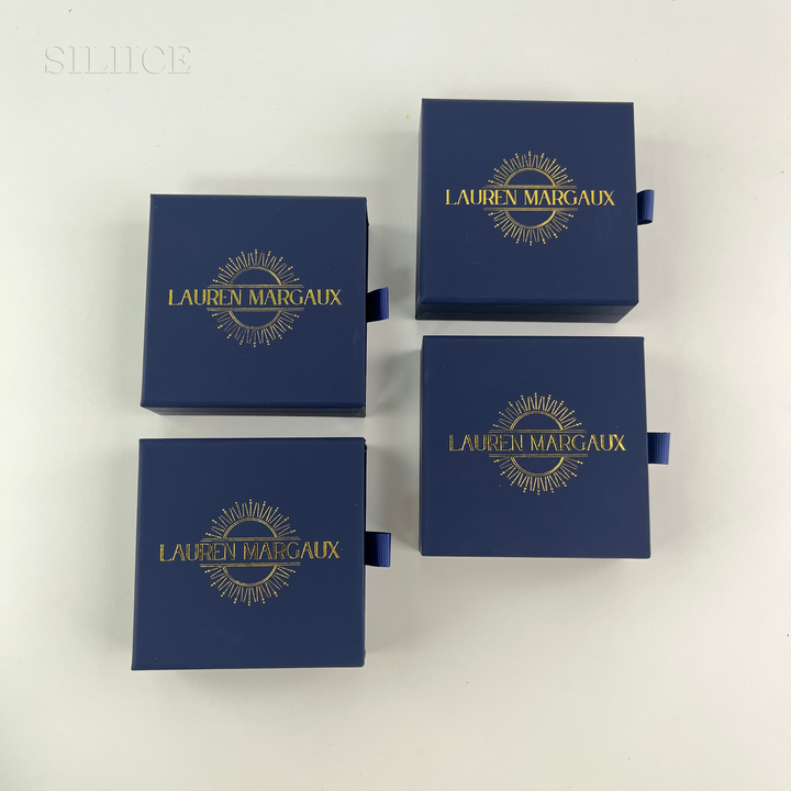 100pcs Custom Sliding Paper Drawer Jewelry Boxes – Gift Boxes with Custom Logo for Necklaces, Earrings, Bracelets & Rings, 3.54×3.54 in / 9×9 cm