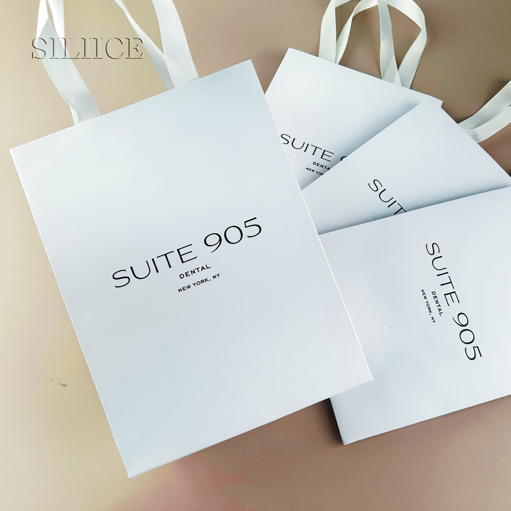 100pcs Custom Logo Printed White Handle Paper Bags – Recycled Jewelry Thank You Wedding Gift Bags, Wholesale