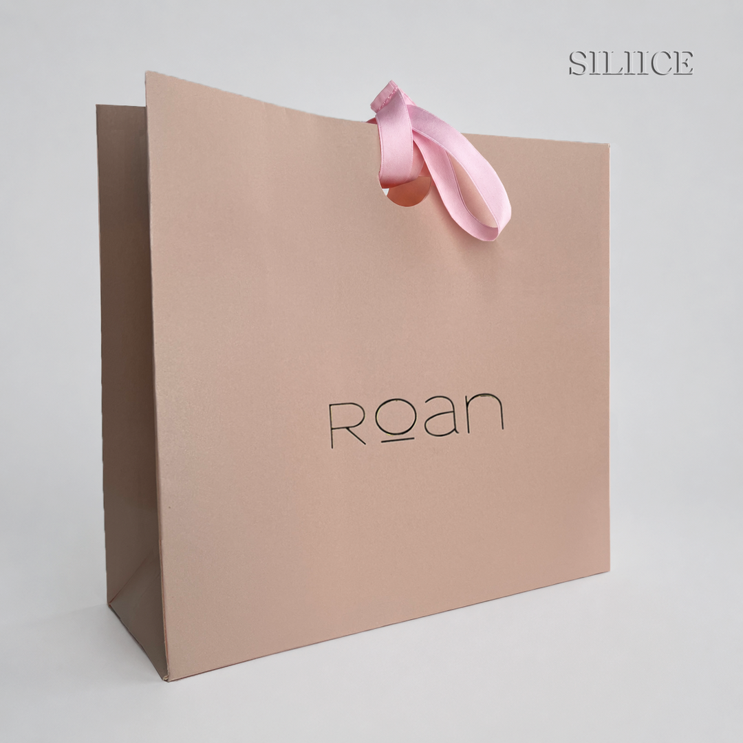 100pcs Custom Paper Bags with Logo, Ribbon Handles & Ribbon Closure – Perfect for Jewelry, Weddings, Boutiques, Thank You Gifts & Wholesale