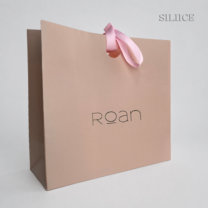 100pcs Custom Paper Bags with Logo, Ribbon Handles & Ribbon Closure – Perfect for Jewelry, Weddings, Boutiques, Thank You Gifts & Wholesale