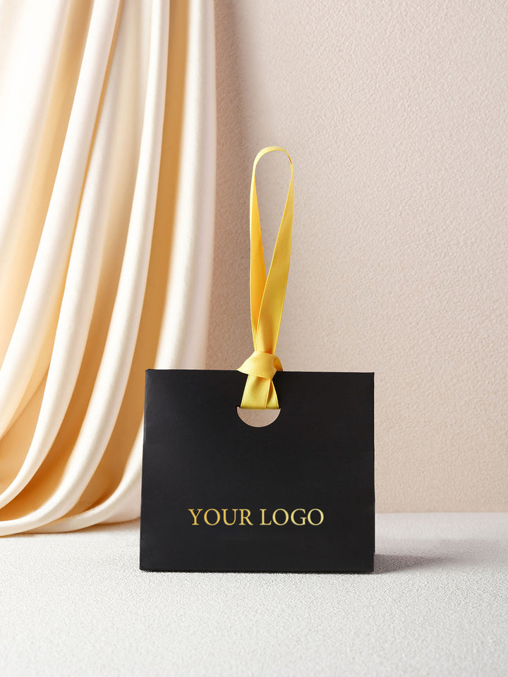 100pcs Custom Paper Bags With Logo, Ribbon Handle & Ribbon Closure – Perfect for Small Businesses, Jewelry, Wedding & Thank You Gift Packaging