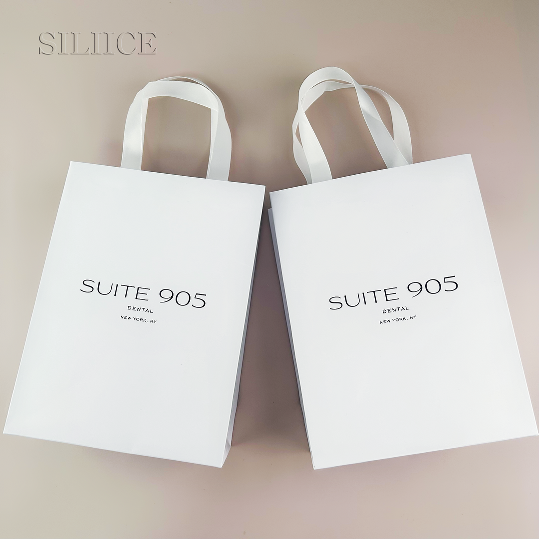 100pcs Custom Logo Printed White Handle Paper Bags – Recycled Jewelry Thank You Wedding Gift Bags, Wholesale