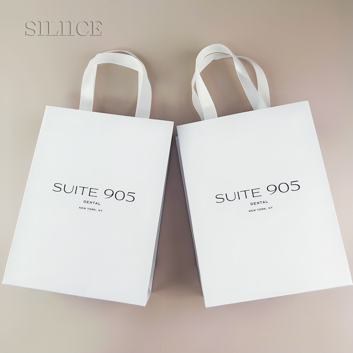 100pcs Custom Logo Printed White Handle Paper Bags – Recycled Jewelry Thank You Wedding Gift Bags, Wholesale