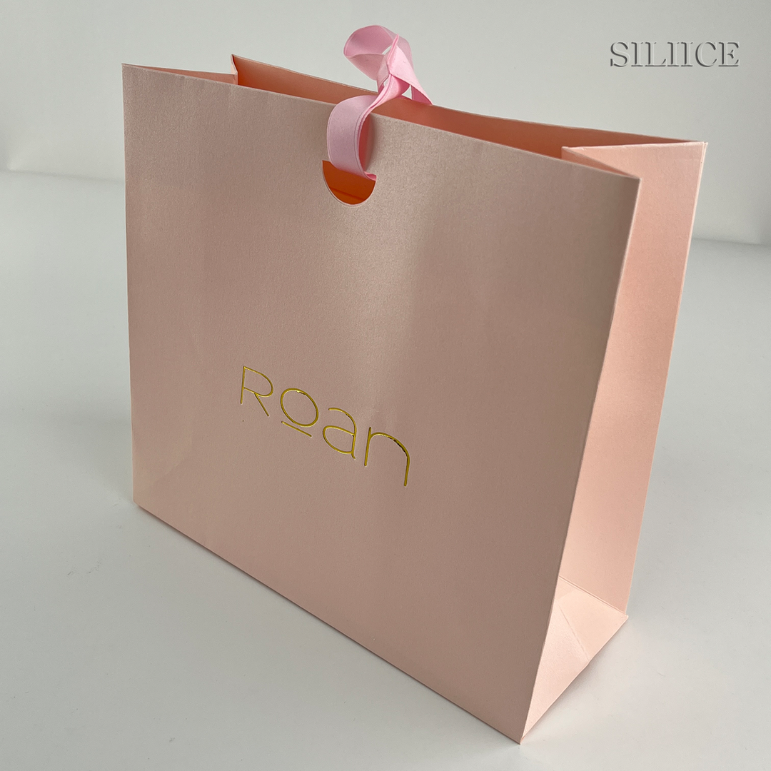 100pcs Custom Paper Bags with Logo, Ribbon Handles & Ribbon Closure – Perfect for Jewelry, Weddings, Boutiques, Thank You Gifts & Wholesale