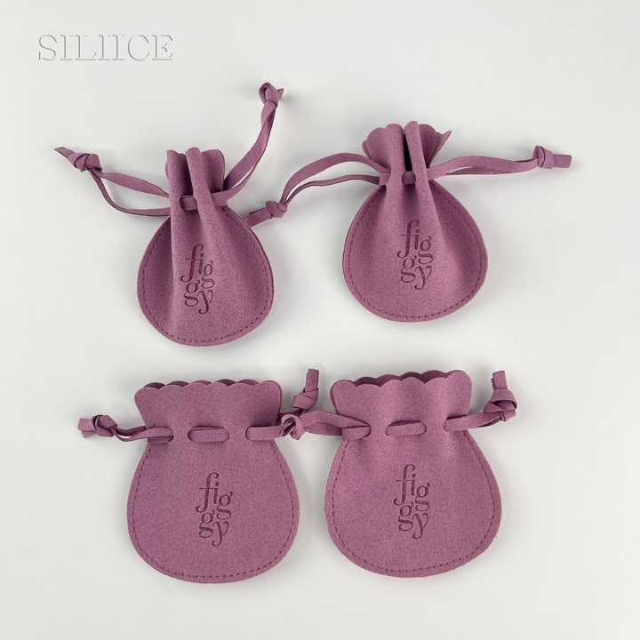 100pcsCustom Oval Microfiber Drawstring Jewelry Pouches Bags Packaging with Logo, Text & Brand Name