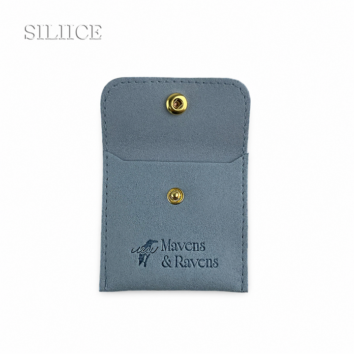 100pcs Custom Snap Button Microfiber Jewelry Pouches – Luxury Debossed Logo Packaging with Custom Sizes for Rings, Earrings & Bracelets, Wholesale