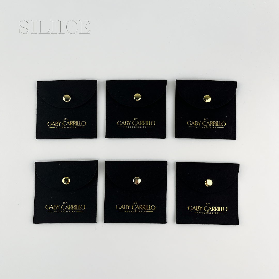 100pcs Custom Logo Debossed Round Top Microfiber Jewelry Pouches with Button Closure – Wholesale Packaging for Rings, Earrings, Bracelets & Gifts