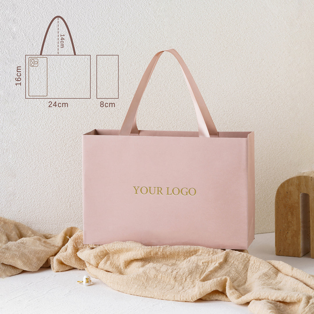 100pcs Custom Handle Paper Bags With Logo for Jewelry Packaging, Small Business Retail & Thank You Gift Bags