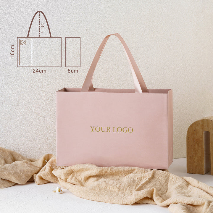 100pcs Custom Handle Paper Bags With Logo for Jewelry Packaging, Small Business Retail & Thank You Gift Bags