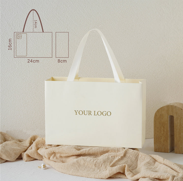 100pcs Custom Handle Paper Bags With Logo for Jewelry Packaging, Small Business Retail & Thank You Gift Bags