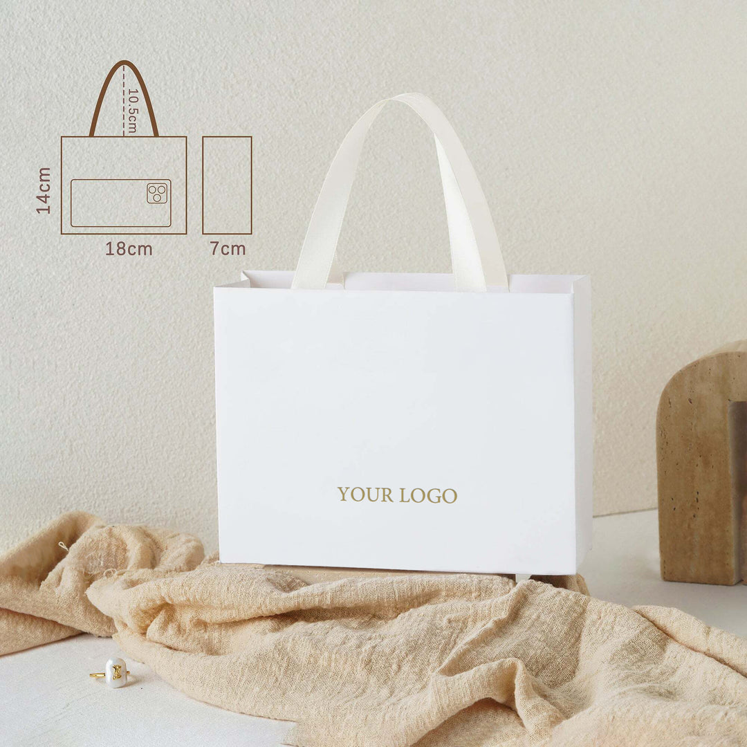 100pcs Custom Handle Paper Bags With Logo for Jewelry Packaging, Small Business Retail & Thank You Gift Bags