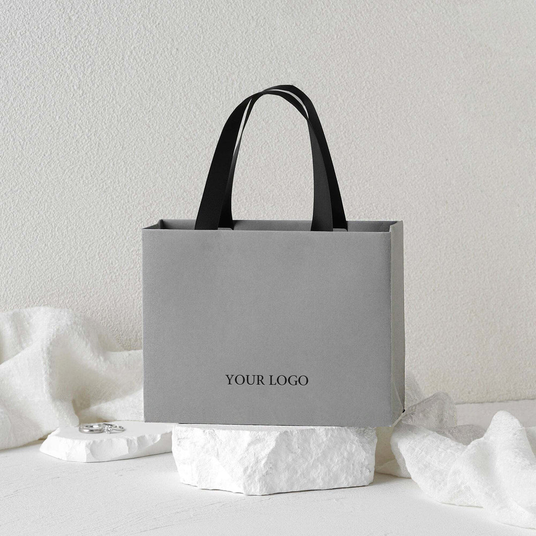100pcs Custom Handle Paper Bags With Logo for Jewelry Packaging, Small Business Retail & Thank You Gift Bags