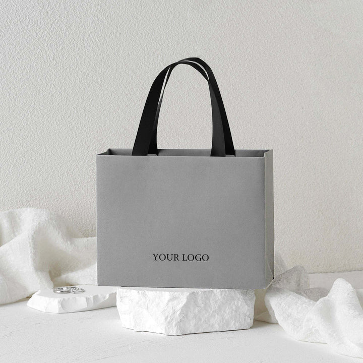 100pcs Custom Handle Paper Bags With Logo for Jewelry Packaging, Small Business Retail & Thank You Gift Bags