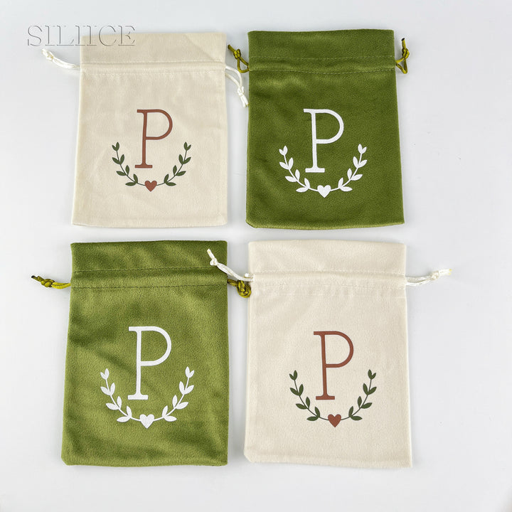 100pcs Custom Screen-Printed Logo Velvet Drawstring Pouches with Flower Top – Jewelry, Gifts, Cosmetics, Boutique Packaging
