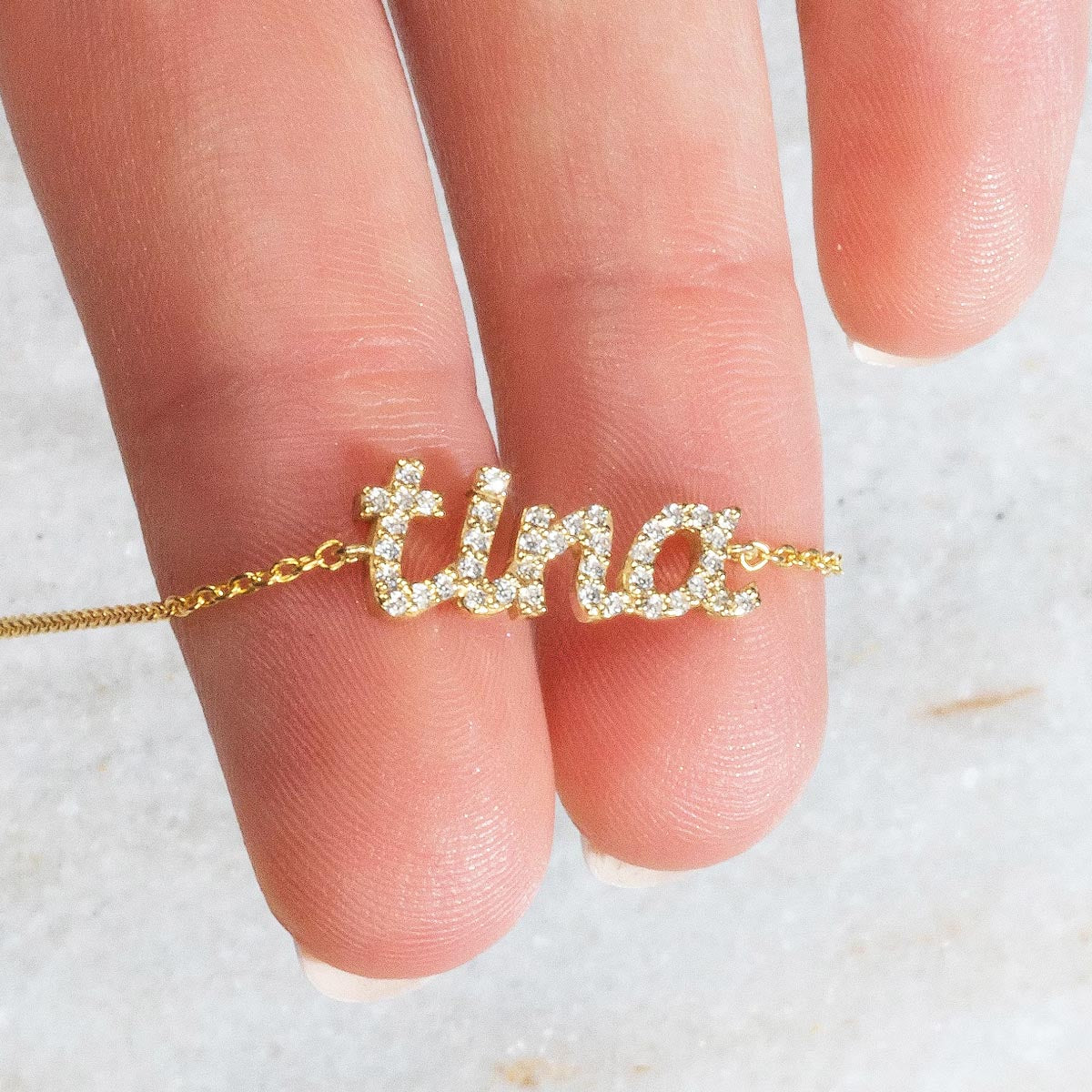 Diamond Personalized Name Woman Bracelet - 14K Solid Gold