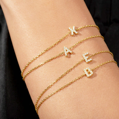 Diamond Personalized Name Woman Bracelet - 14K Solid Gold