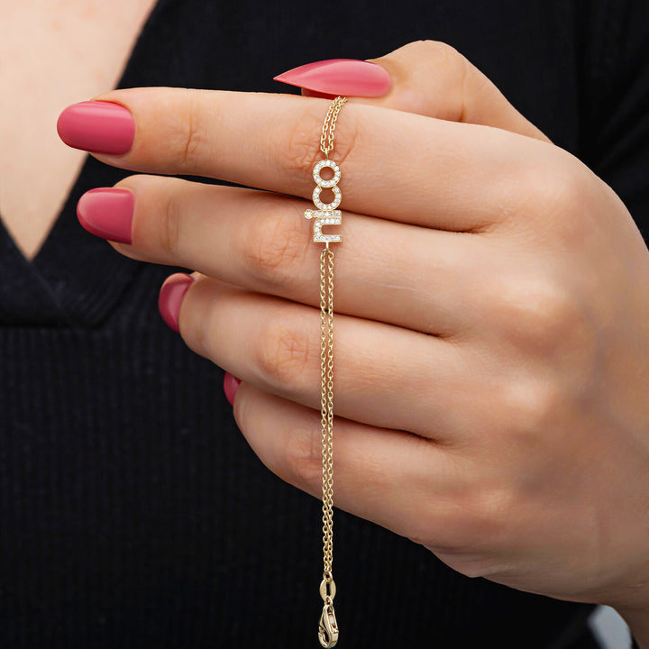 Diamond Personalized Name Woman Bracelet - 14K Solid Gold