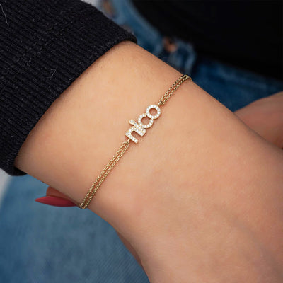 Diamond Personalized Name Woman Bracelet - 14K Solid Gold