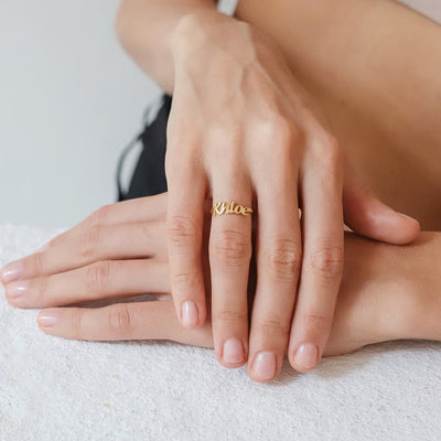 Custom Name Ring Personalized Jewelry for Women - 14K Solid Gold