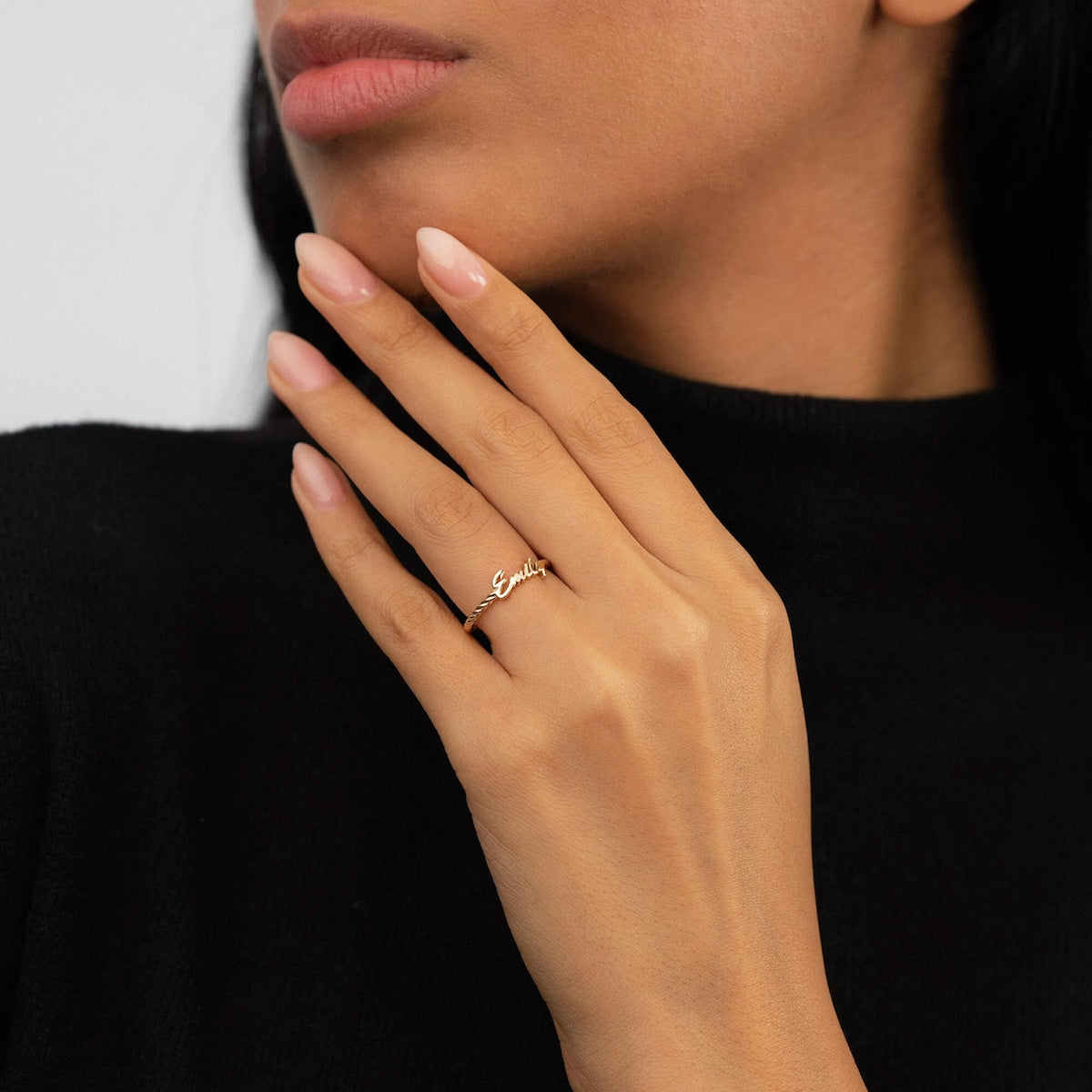 Custom Name Ring Personalized Jewelry for Women - 14K Solid Gold
