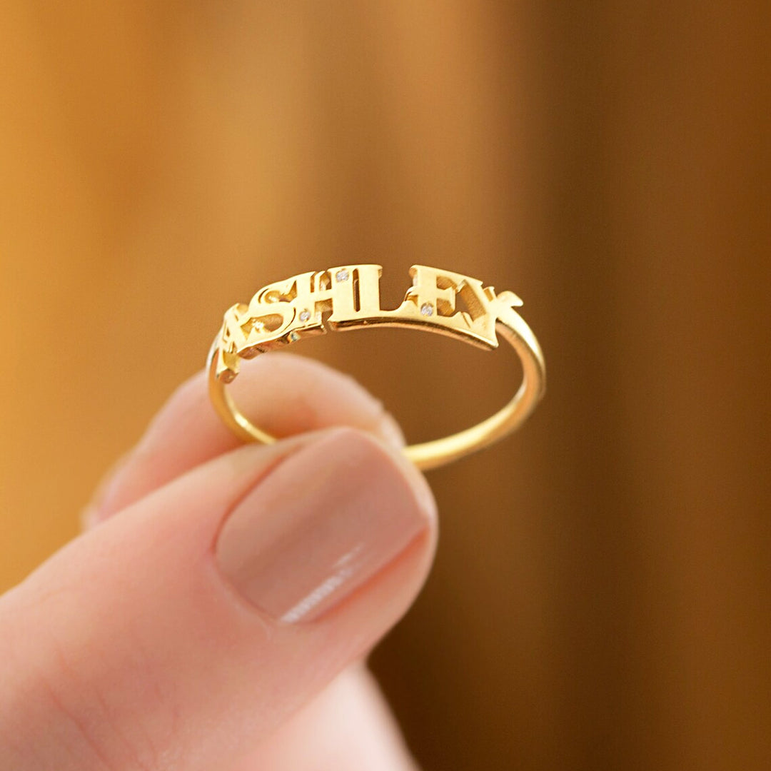 Custom Name Ring Personalized Jewelry for Women - 14K Solid Gold