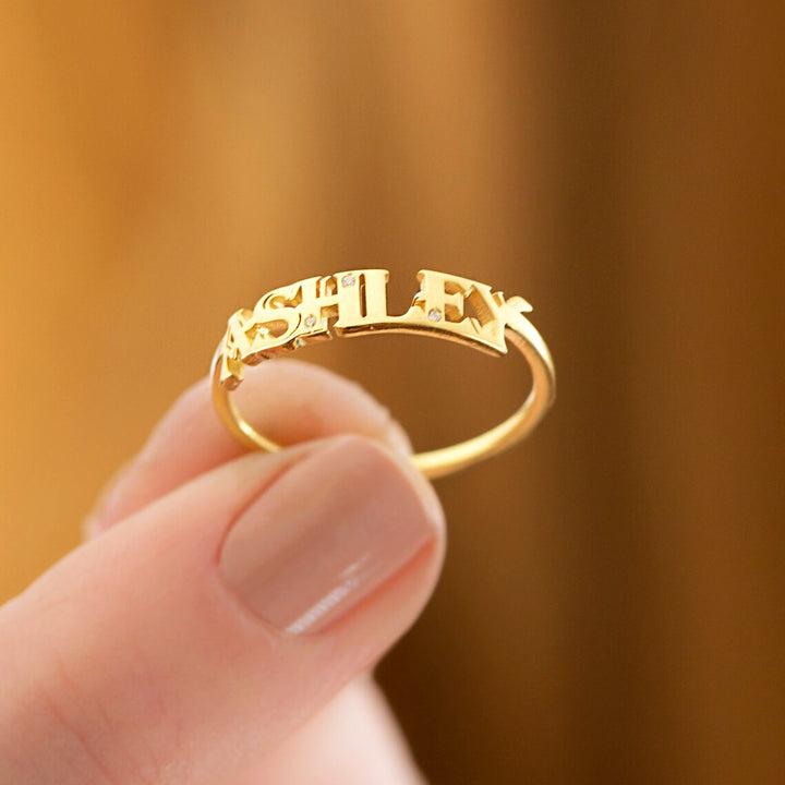 Custom Name Ring Personalized Jewelry for Women - 14K Solid Gold
