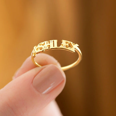 Custom Name Ring Personalized Jewelry for Women - 14K Solid Gold