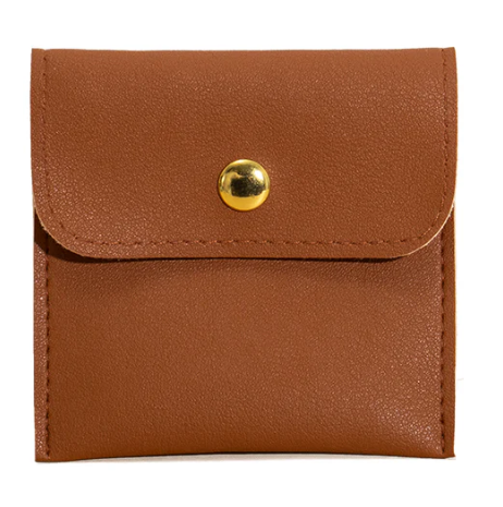 100pcs Wholesale Custom Faux Leather Jewelry Pouches – PU Gift Bags with Snap Button & Logo for Rings, Earrings & Necklaces