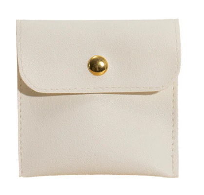 100pcs Wholesale Custom Faux Leather Jewelry Pouches – PU Gift Bags with Snap Button & Logo for Rings, Earrings & Necklaces
