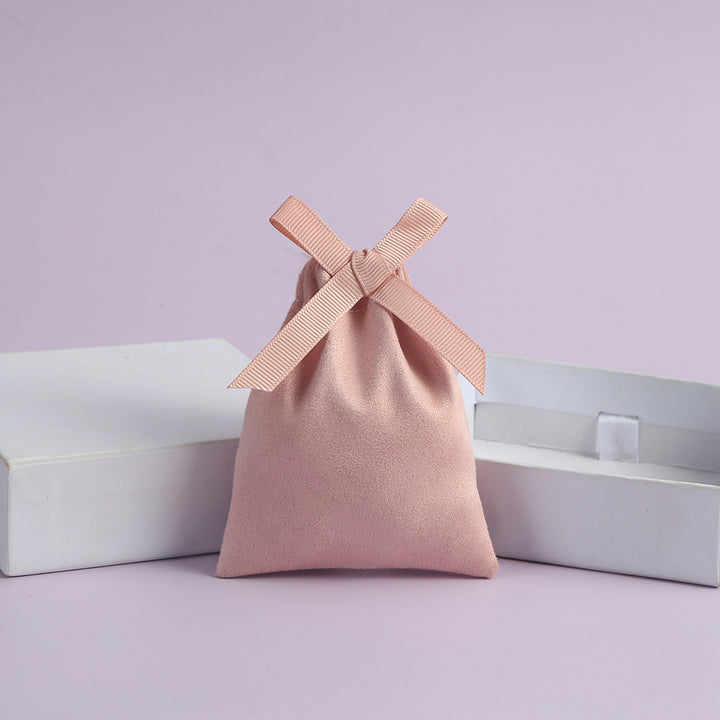 100pcs Custom Logo Velvet Drawstring Pouch with Middle Knot – Jewelry, Gifts, Cosmetics, Accessories Packaging