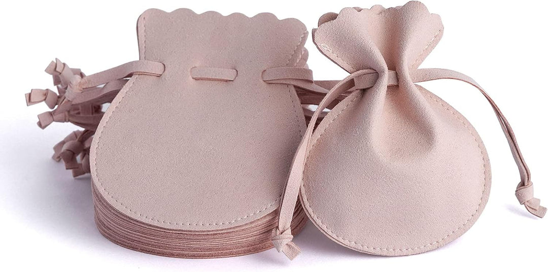 100pcs Wholesale Christmas Special Edition Microfiber Gourd Drawstring Jewelry Pouches – Holiday Gift with Festive Gold-Foil Design