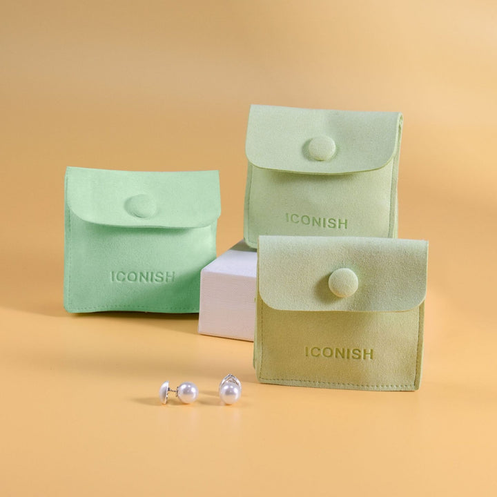 100pcs Custom Embossed Logo Double-Layer Microfiber Button Bags for Wholesale Jewelry Pouches, Rings, Earrings, Bracelets & Gift Packaging